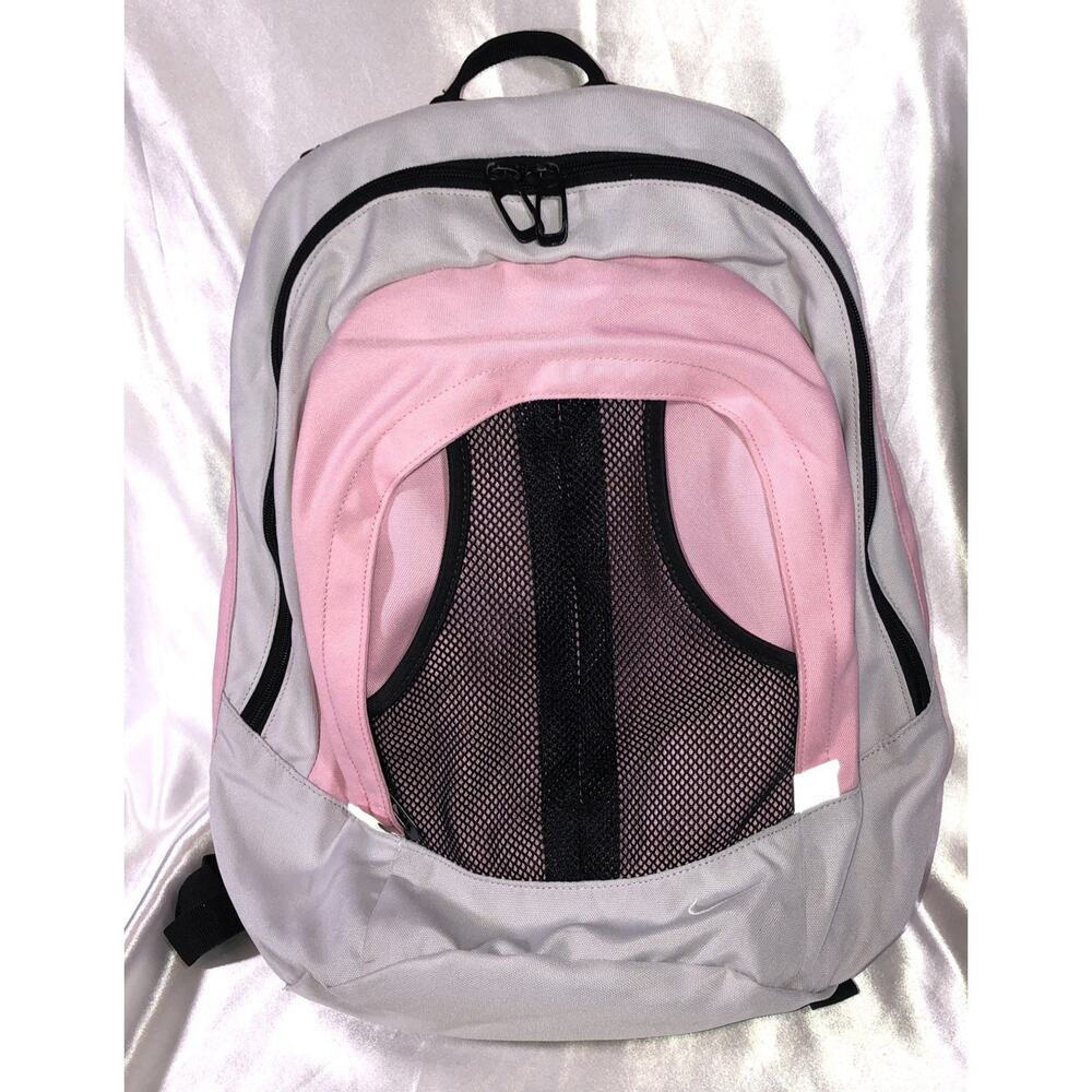 Backpack Nike Pink Gray Pockets Safety Reflective Tabs Multiple Pockets